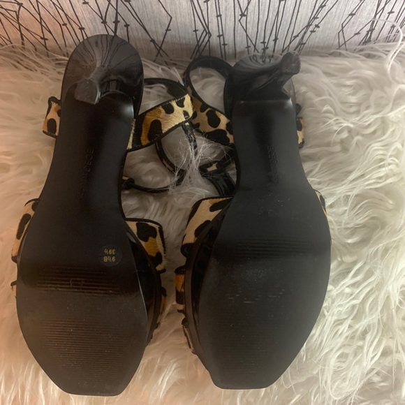 BCBGeneration Faux Leopard Print Open-Toe Heels - Picture 4 of 8